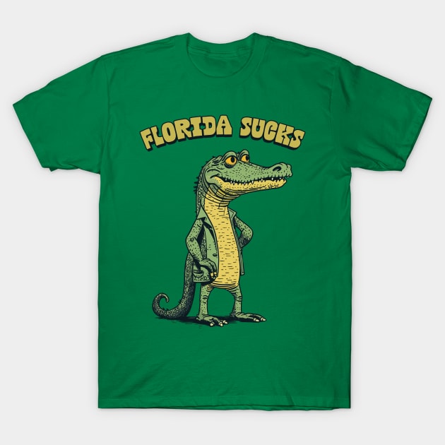 Florida Sucks / Retro Alligator Design T-Shirt by DankFutura